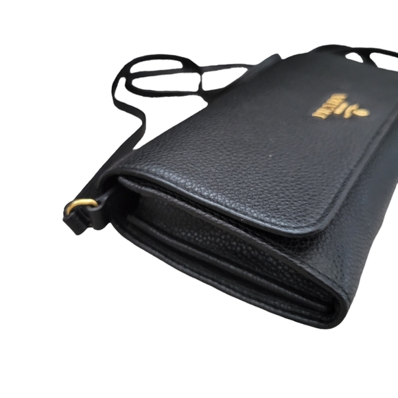 PRADA Black Leather Wallet On Chain Crossbody Bag Shoulder Bag - Picture 5 of 16